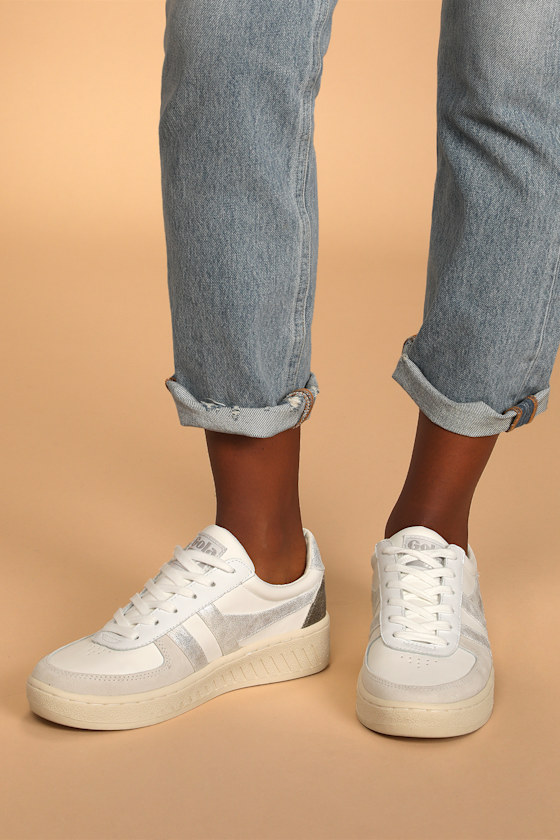 Grandslam Metallic White and Silver Sneakers 5