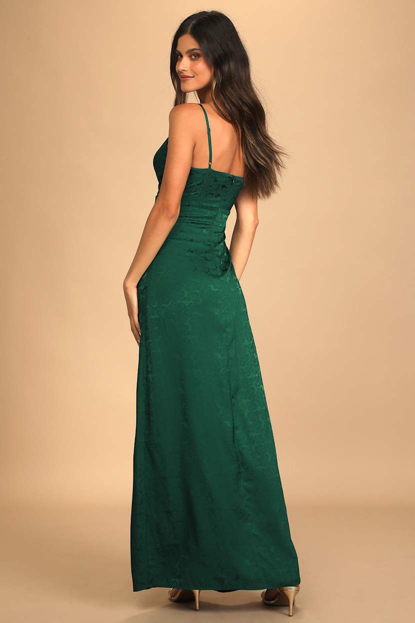 green emerald velvet dress Metallic Jacquard Floral Shirt Waist Gown – Elizabeth Anthony main image 0