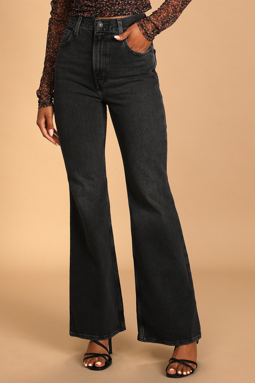 Levi's 70s High Flare Washed Black High-Waisted Jeans