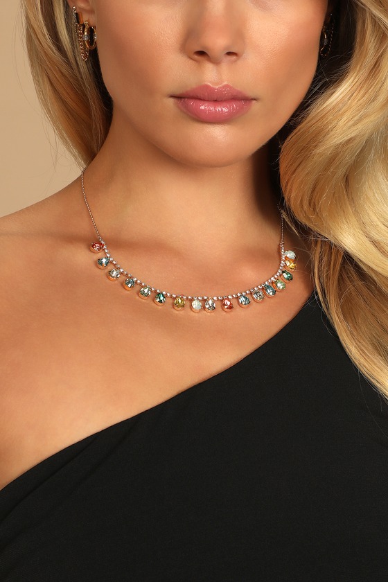 Rainbow discount rhinestone necklace
