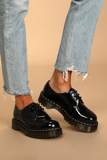 Leather Platform Oxford Shoes 1461 Patent Lamper Black Patent