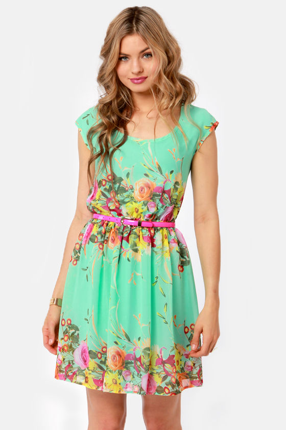 floral mint green dress