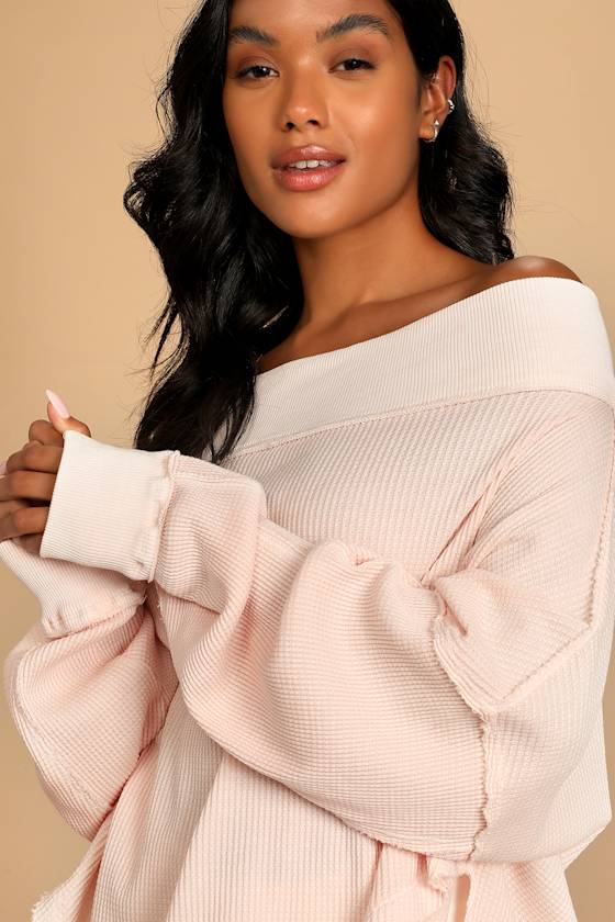 Blush Pink Top - Waffle Knit Top 