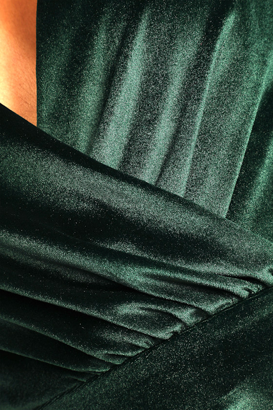 Absolutely Amazed Emerald Green Velvet Flutter Sleeve Maxi Dress - thumbnail 5