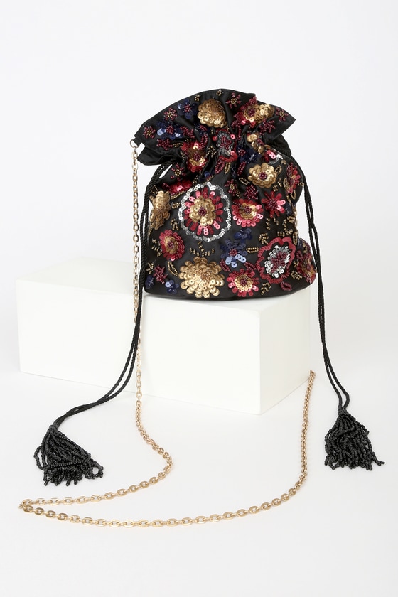 Black Bucket Bag - Beaded Bag - Sequin Bag - Bucket Clutch - Lulus