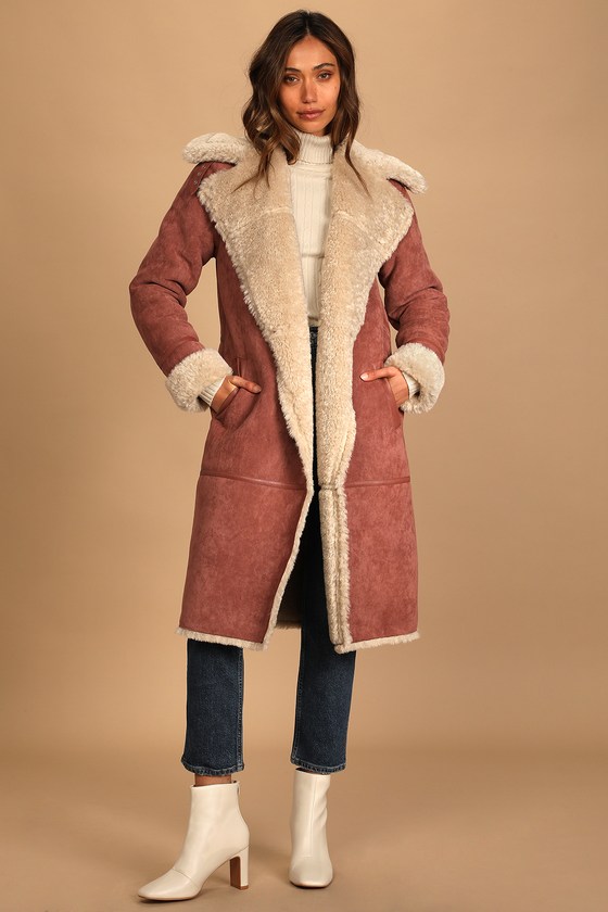 Snuggle Up Rose Faux Suede Coat