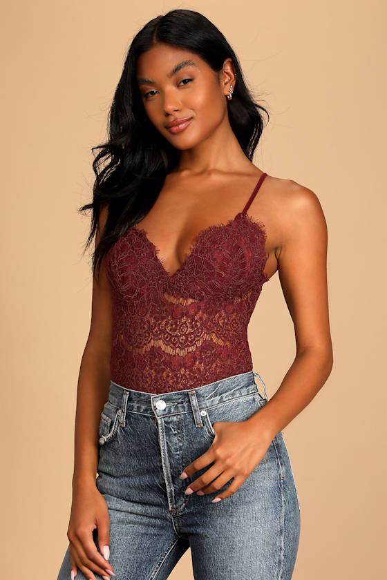 Reminiscing on Romance Burgundy Lace Bodysuit 3