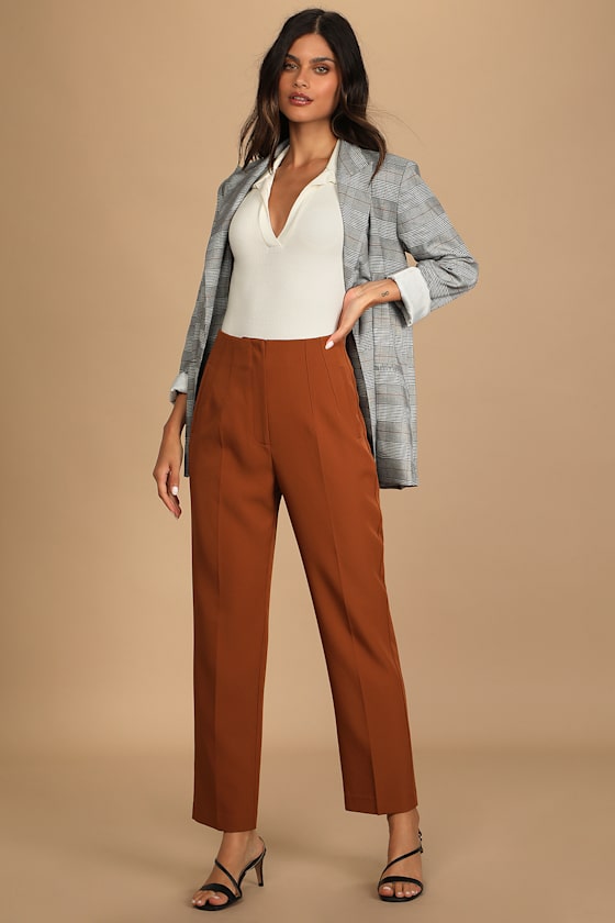 Build Your Dreams Dark Camel Straight Leg Trouser Pants 5