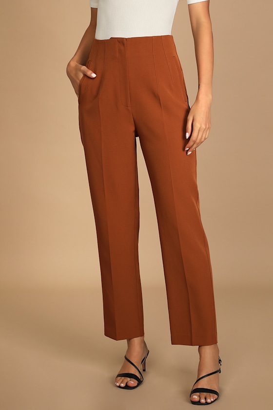 Build Your Dreams Dark Camel Straight Leg Trouser Pants 4
