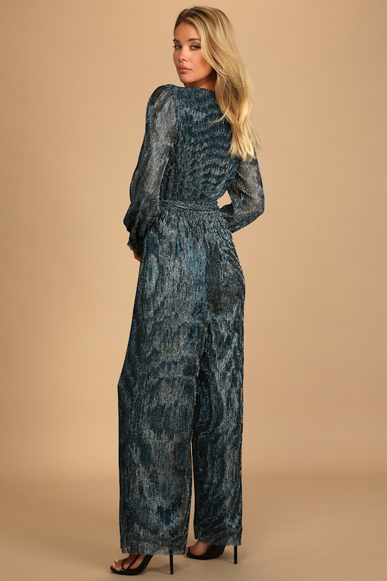 Wide-Leg Jumpsuit - Shiny Jumpsuit - Lulus