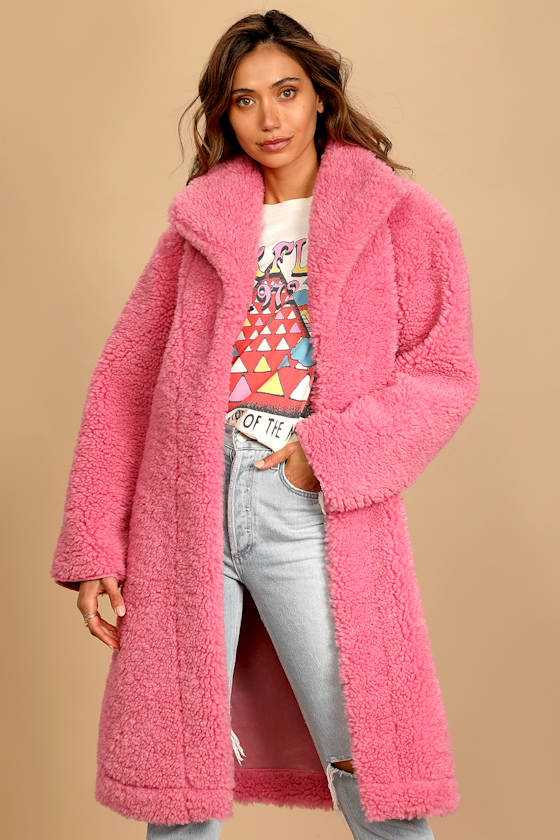 Too Fab For You Pink Faux Fur Coat 4