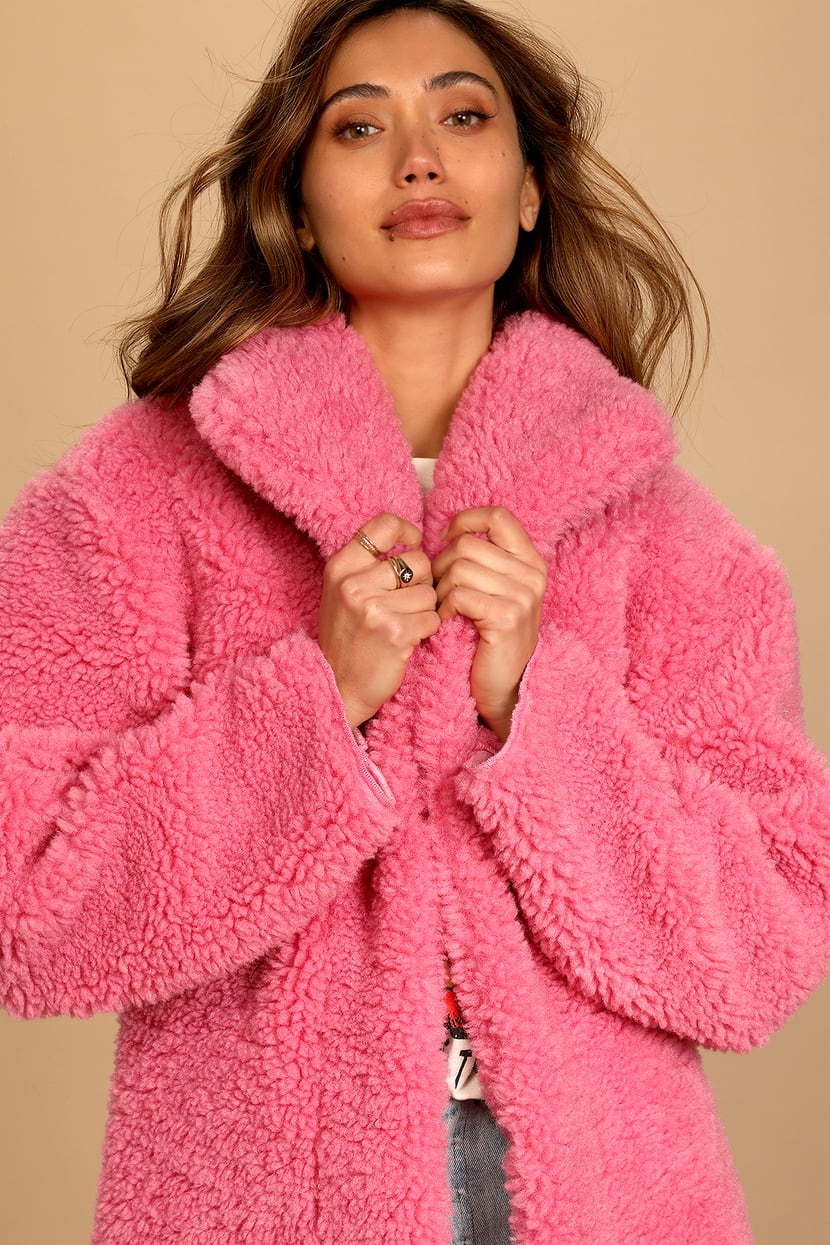 Too Fab For You Pink Faux Fur Coat