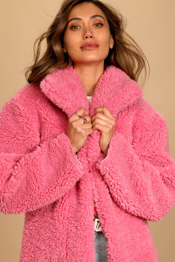 Too Fab For You Pink Faux Fur Coat 6