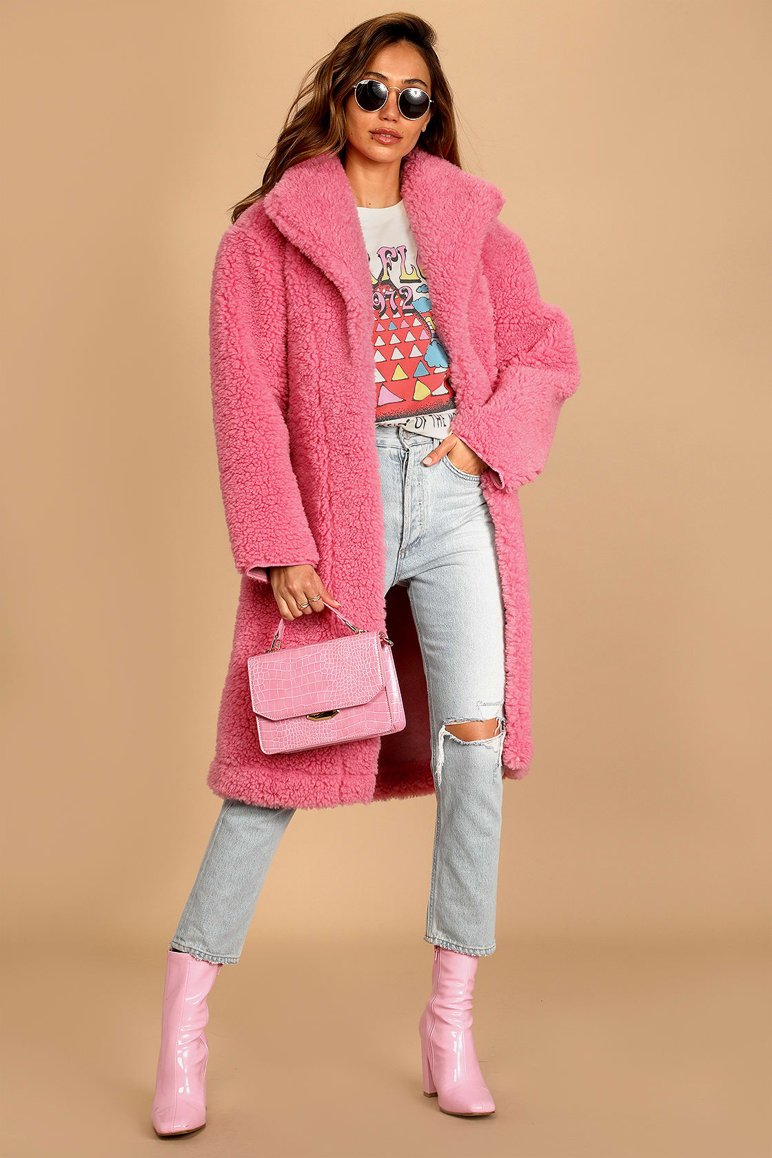 Too Fab For You Pink Faux Fur Coat