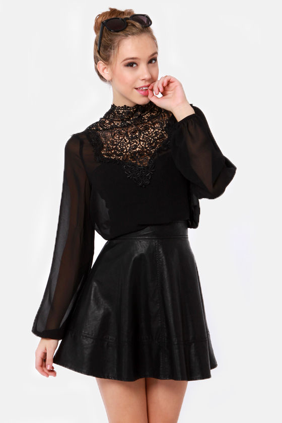 Fancy Meeting You Black Lace Top