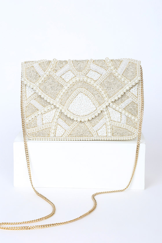 Piece of Love White Multi Beaded Clutch 2