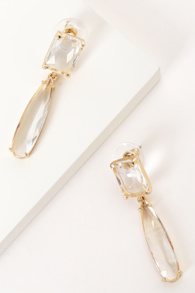Clearly Glamorous Gold and Clear Drop Earrings 1