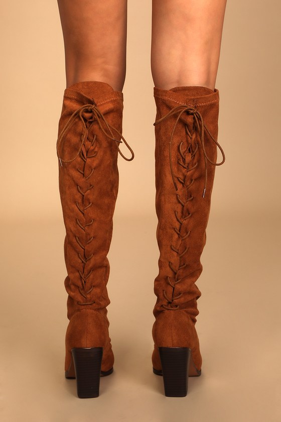 chestnut over the knee boots