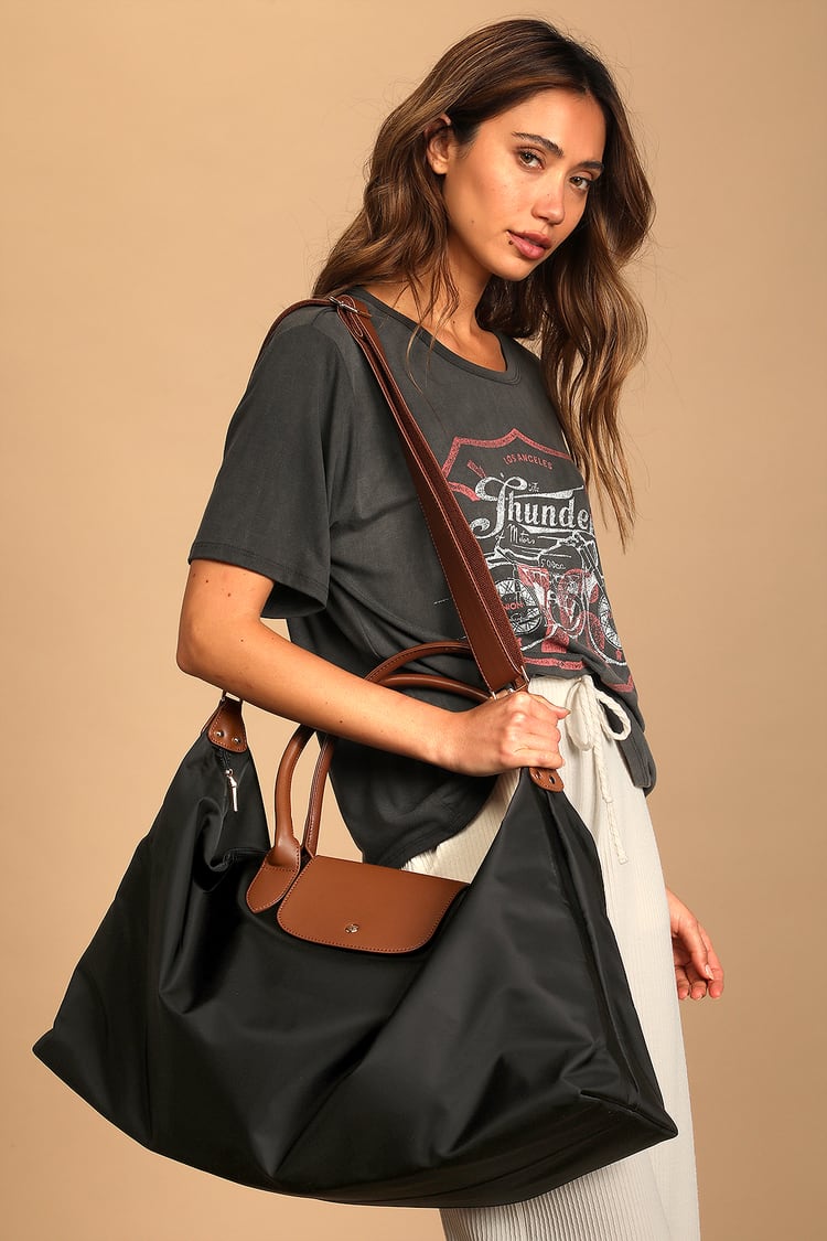 Weekend Traveler Black and Cognac Tote Bag