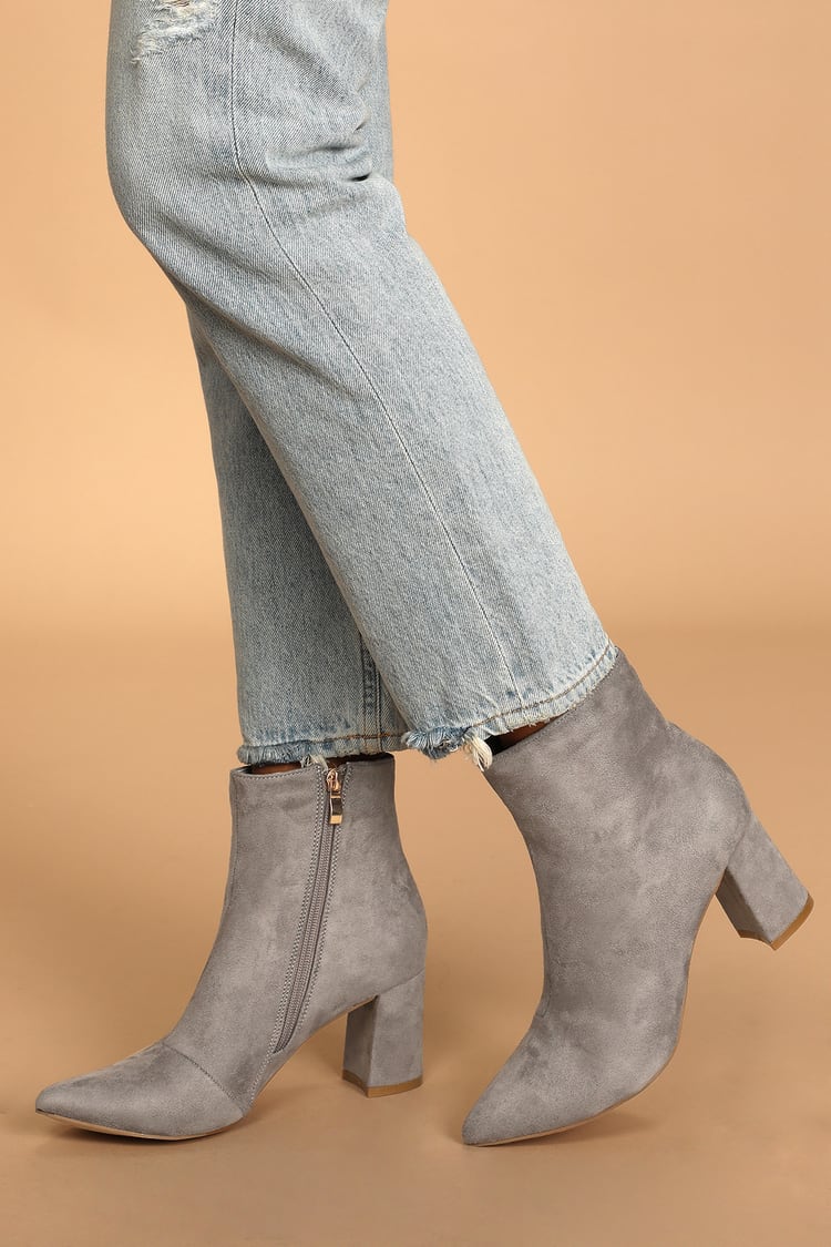 spreker Omleiden expositie Light Grey Boots - Pointed-Toe Boots - Ankle Boots for Women - Lulus