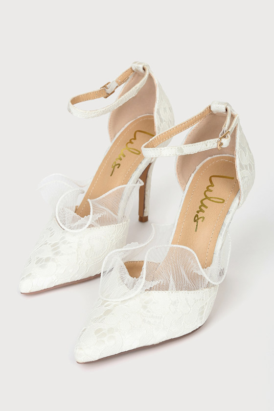 Remmie Ivory Lace Ankle Strap Pumps 3