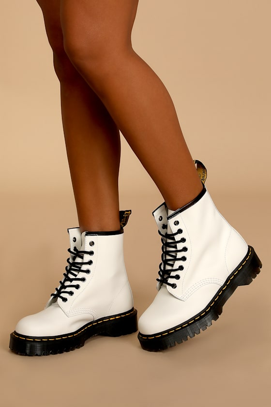 1460 Bex White Smooth Leather Mid-Calf Boots 1