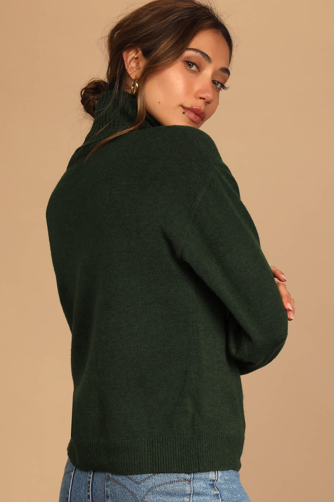 Amazing Memories Emerald Green Cowl Neck Sweater