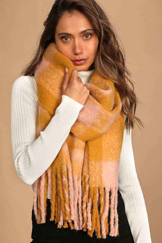 Olivia Rose Pink Multi Plaid Scarf 1