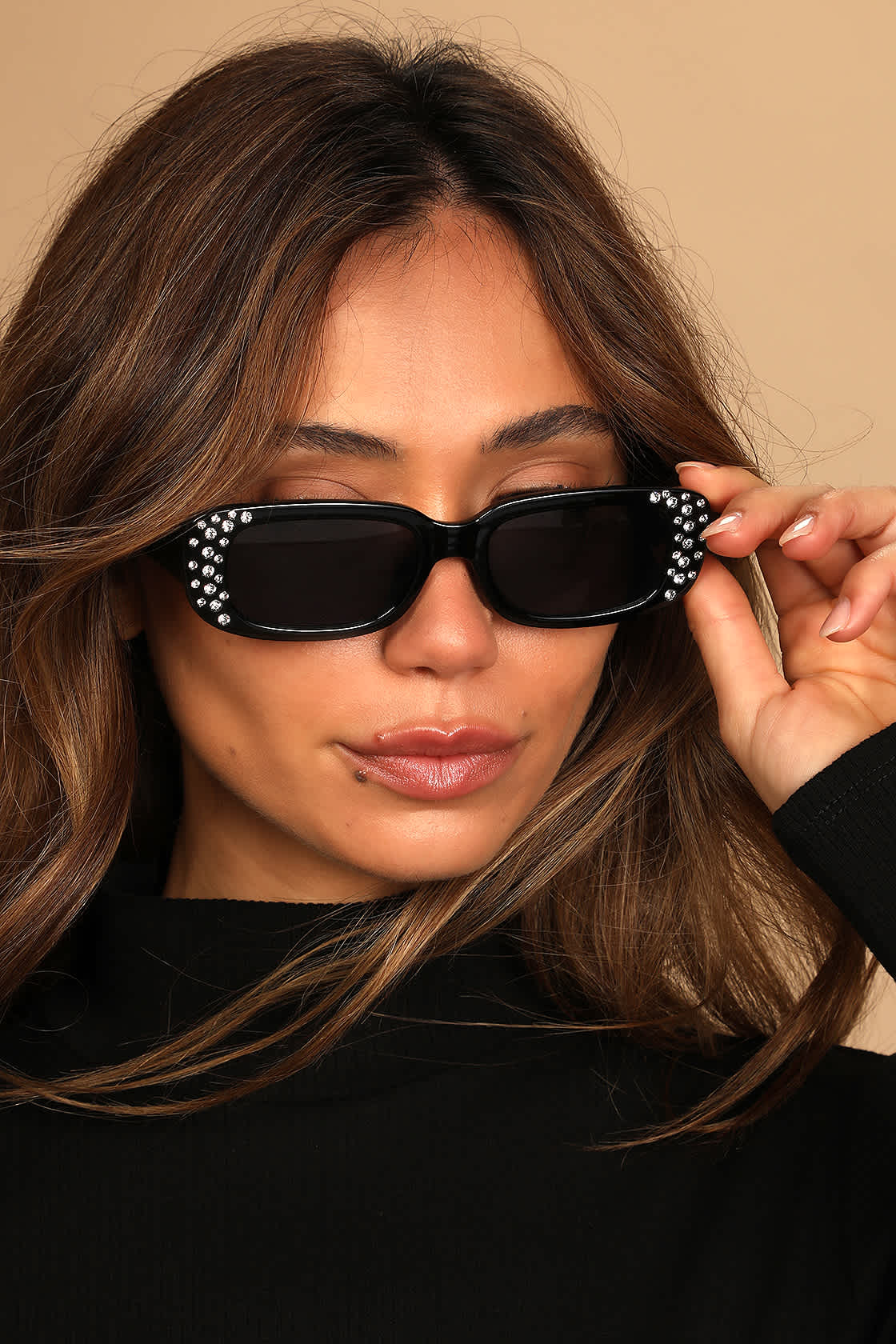 Black Sunglasses Rectangle Sunglasses Rhinestone Sunglasses Lulus