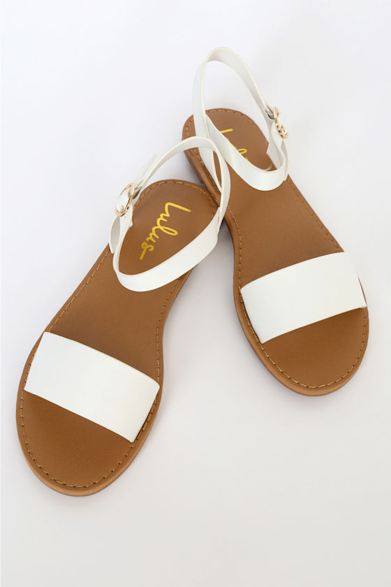 Hearts and Hashtags White Flat Sandals 2