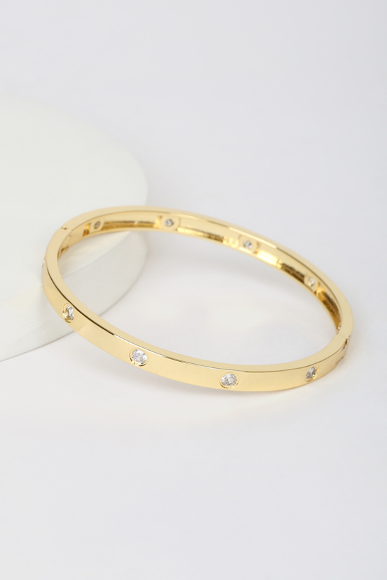 Sleek Simplicity 14KT Gold Rhinestone Bracelet 3
