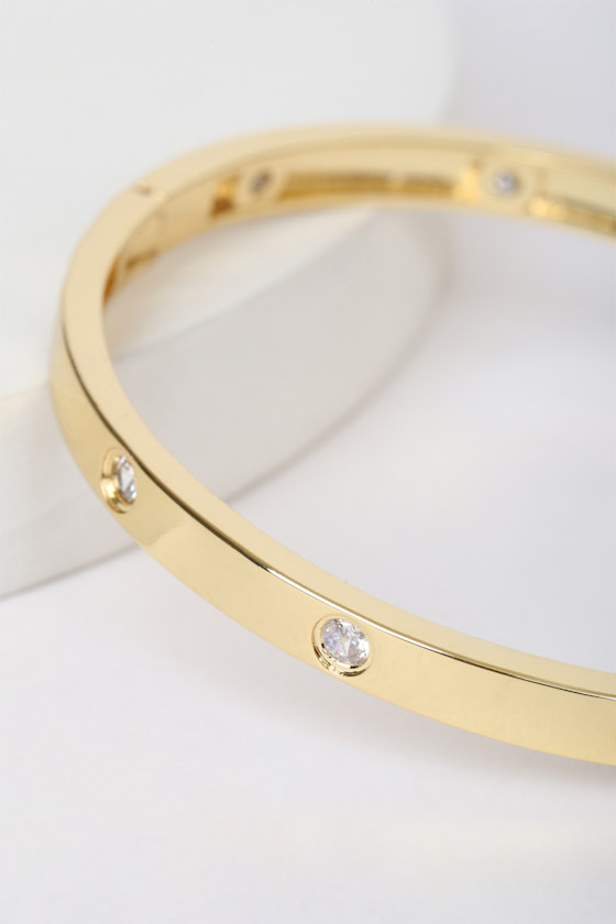 Sleek Simplicity 14KT Gold Rhinestone Bracelet 2