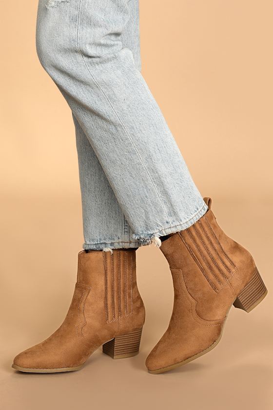 Karra Chestnut Suede Pointed-Toe Ankle Booties 1