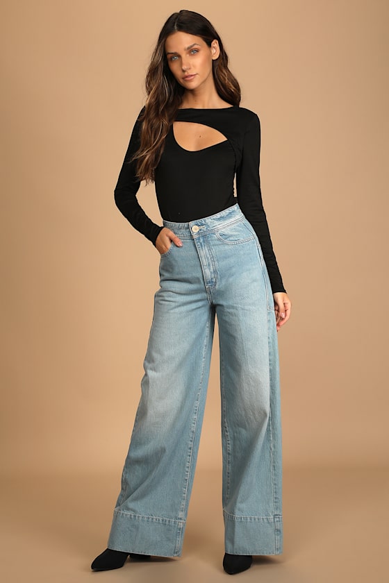 Cutting-Edge Style Black Long Sleeve Cutout Bodysuit 4