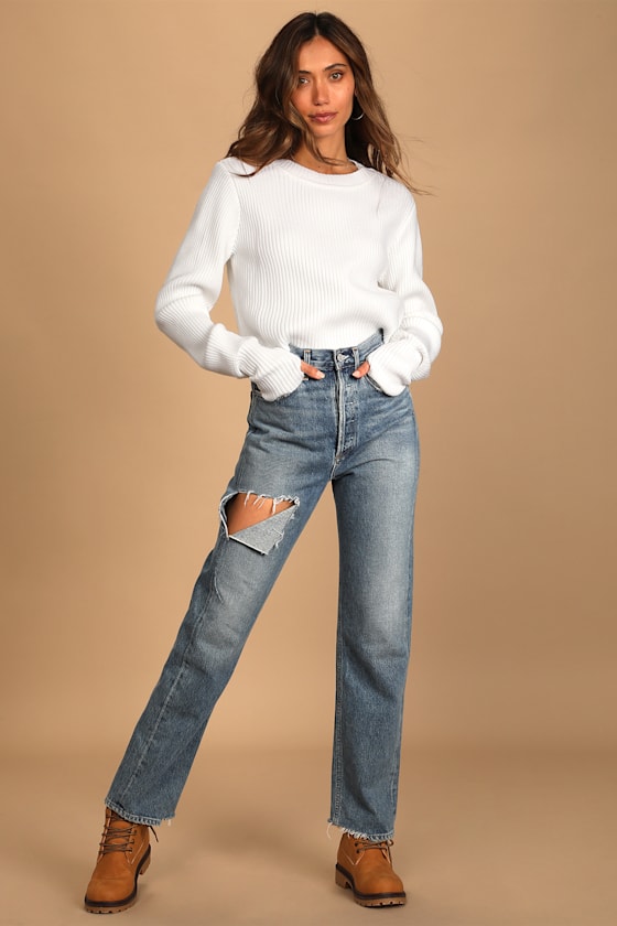 Favorite Festivities Ivory Ribbed Knit Cuff Sleeve Sweater 4
