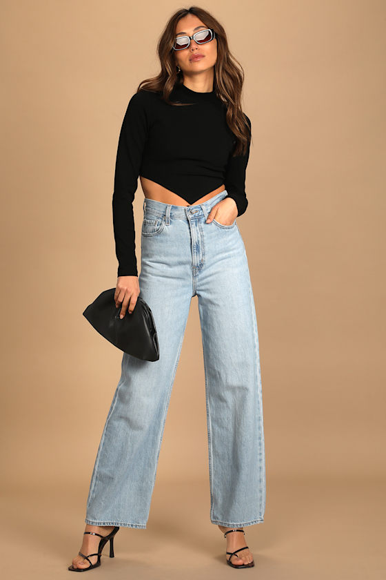 Trend of the Night Black Mock Neck Long Sleeve Tie-Back Crop Top 4