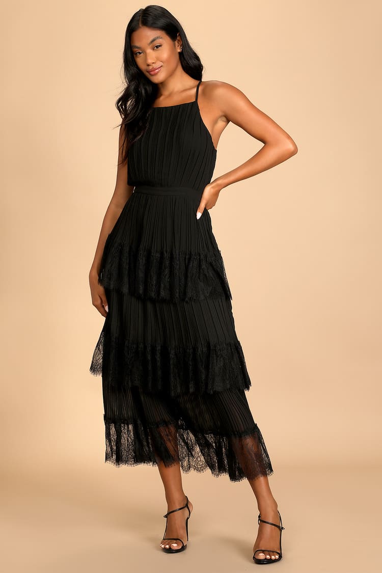 Black Tiered Maxi - Lace Maxi Dress - Ruffled Maxi Dress - Lulus
