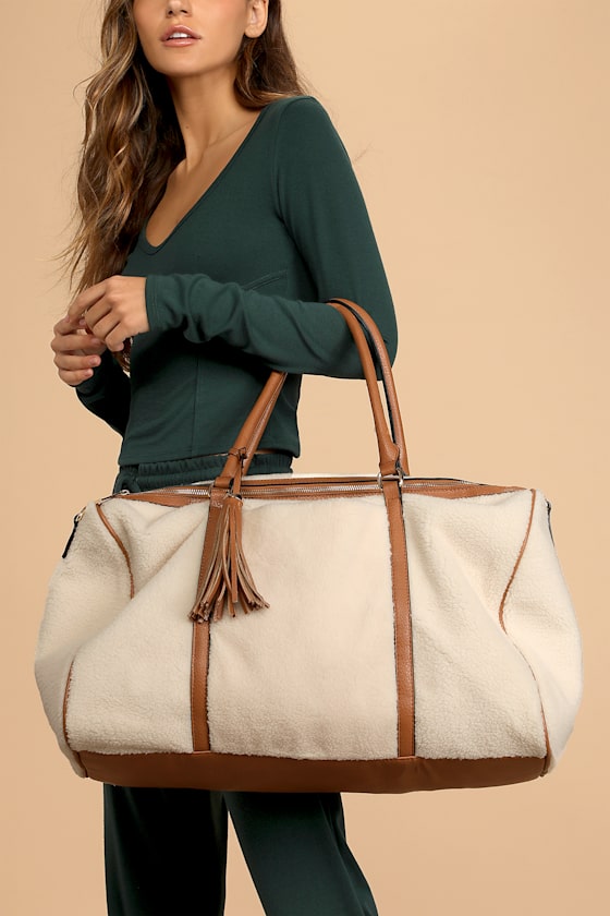 Be Right Back Ivory Faux Fur Weekender Bag 1