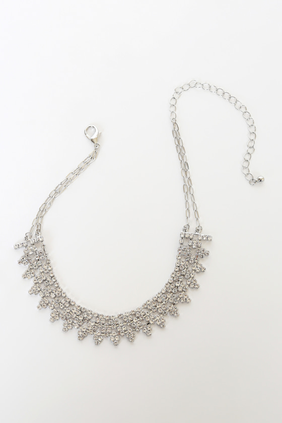 Live the Luxe Silver Rhinestone Statement Choker Necklace 2