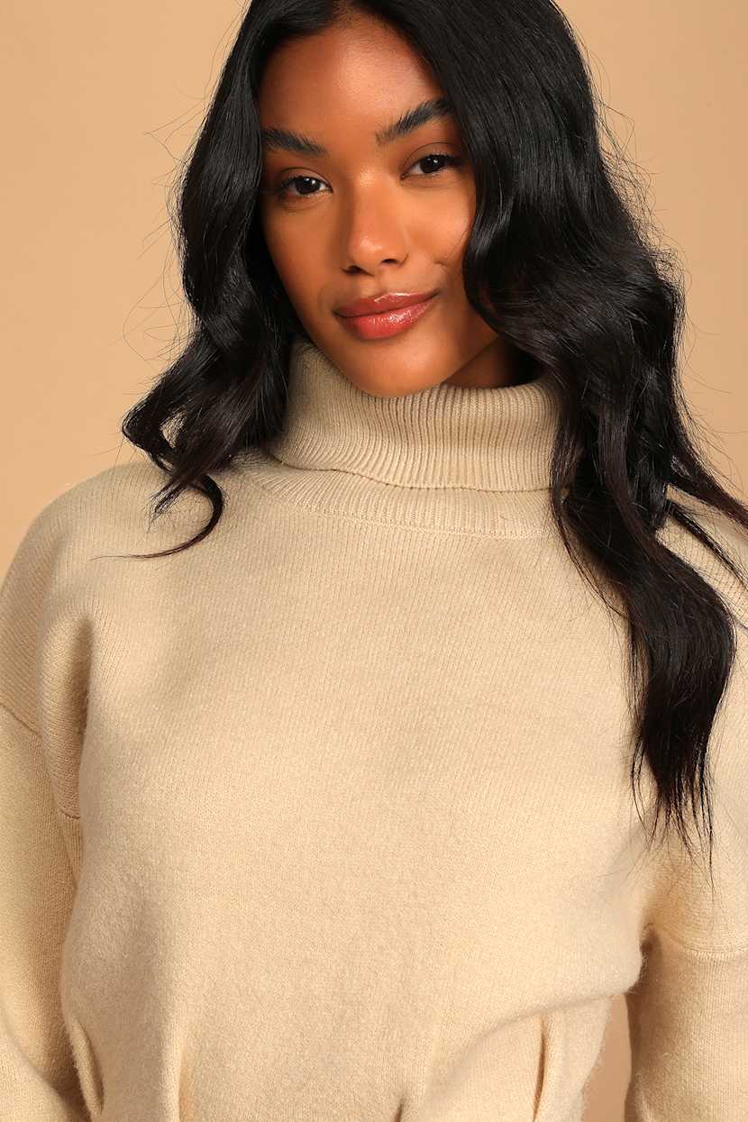 cream turtleneck dress Cream Knit Long Sleeve Turtleneck Sweater Dress – PinkBlush