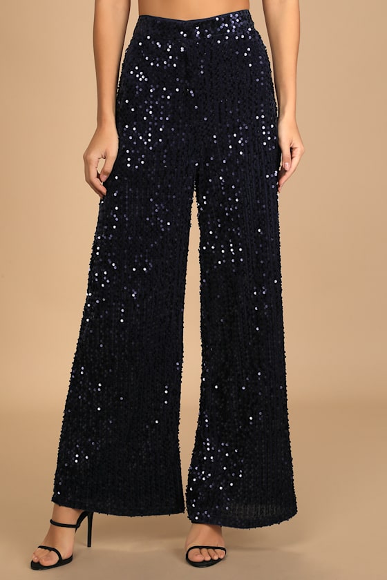 blue sequin pants
