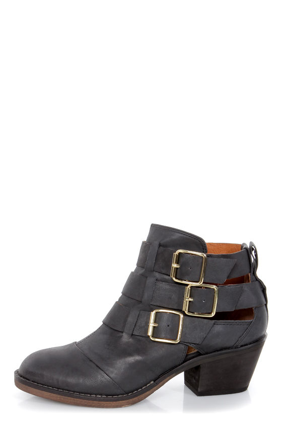 Report Ackley Black Belted Cutout Ankle Boots - $119.00 - Lulus