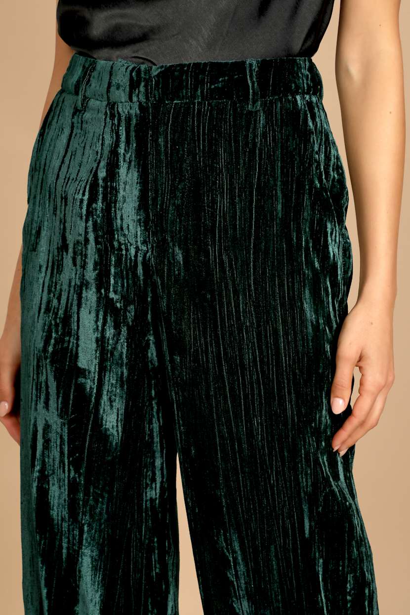 Emerald Green Velvet Pants - High-Rise Pants - Wide-Leg Pants - Lulus Emerald Green Velvet Pants - High-Rise Pants - Wide-Leg Pants - Lulus