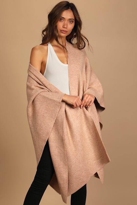Keep Things Cozy Taupe Knit Poncho 3