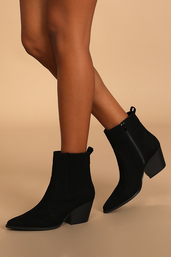 Black Boots PointedToe Boots MidCalf Boots Western Boots Lulus