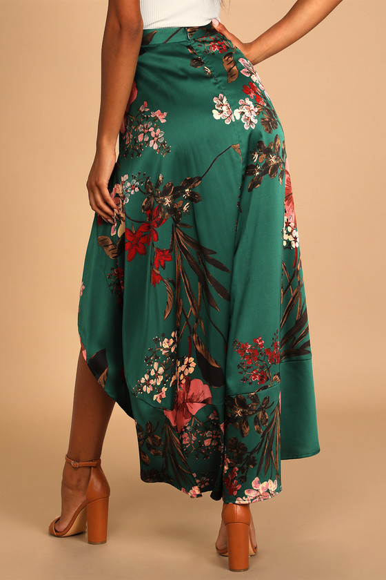 Emerald green best sale silk maxi skirt
