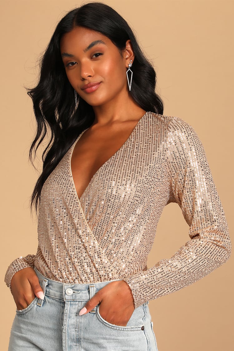 Long Sleeve lace rhinestone bodysuit with accents (620AW) – GFranco Shoes