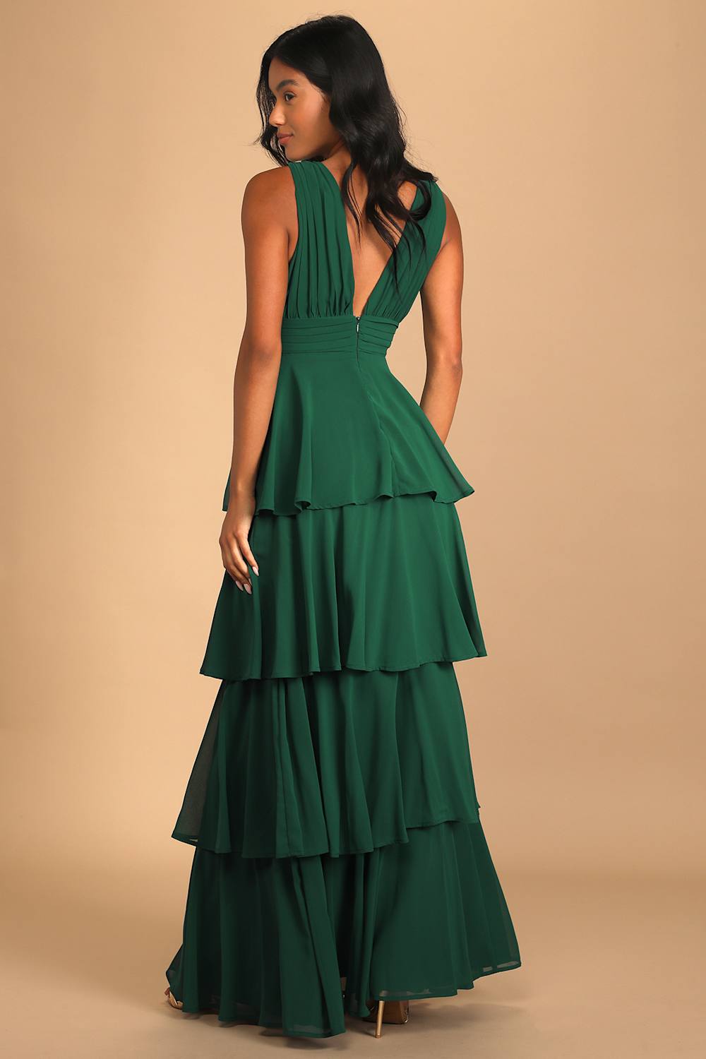 Amazing Evening Hunter Green Tiered Maxi Dress