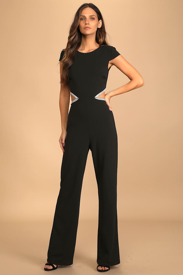 Rhinestone Jumpsuit Black