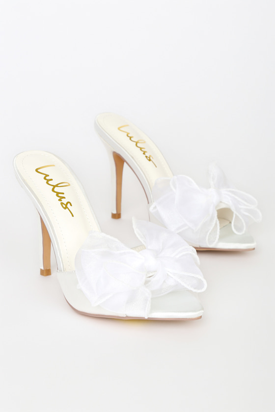 White Satin Heels - Stiletto High Heels 
